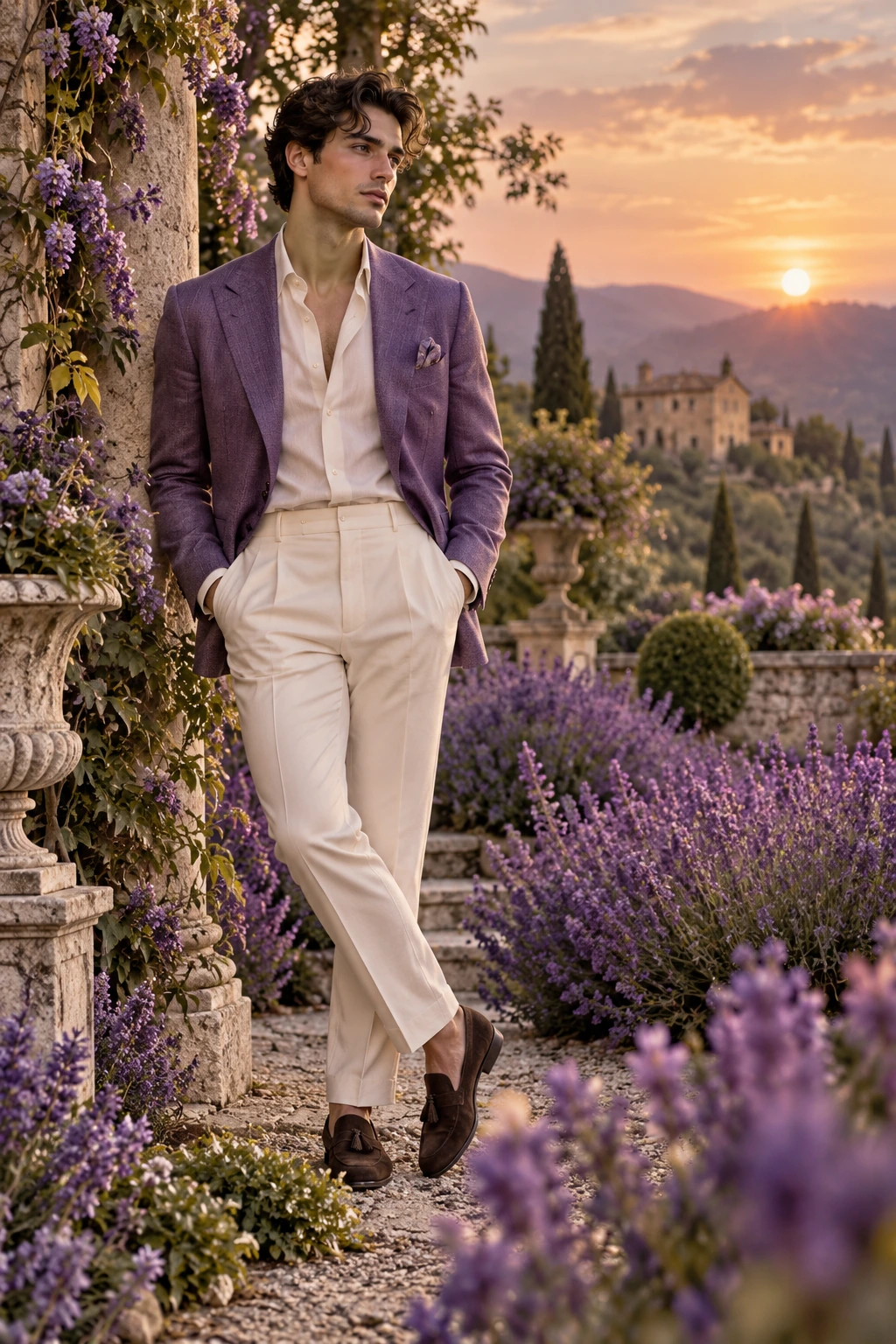 Jardín lavanda · Hombre